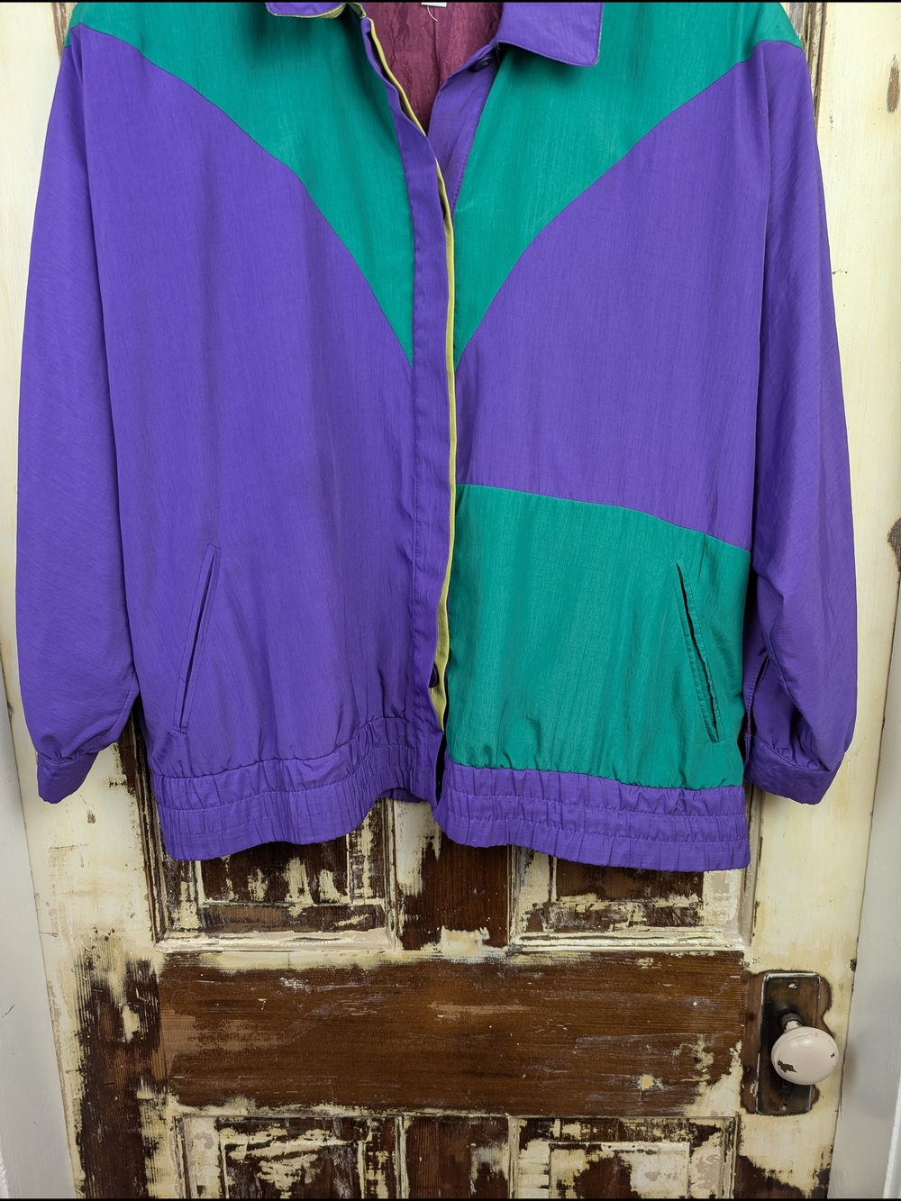 Vintage 80s 90s Ziba Petite Colourblock Bomber Jacket Size 12 Statement - Picture 6 of 9